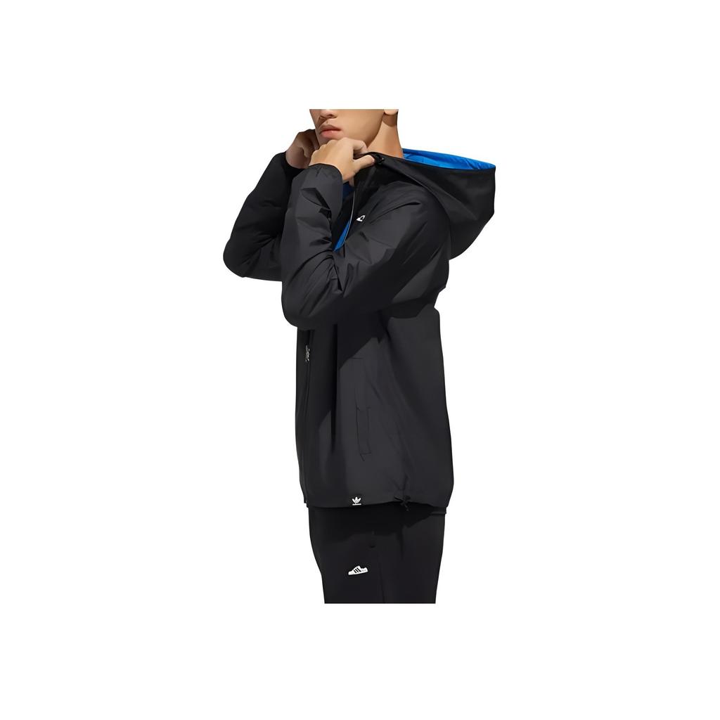 Adidas Originals Trefoil Solid Color Logo Print Zip-Up Hoodie Jacket Men Outerwear Black FK9978