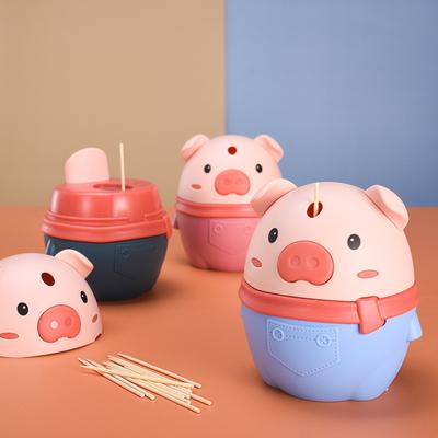 Niedlicher automatischer Schwein-Zahnstocherspender - Pop-Up Spender zum Drücken für die Küchenarbeitsplatte, Entzückender Tier-Schreibtisch-Organizer