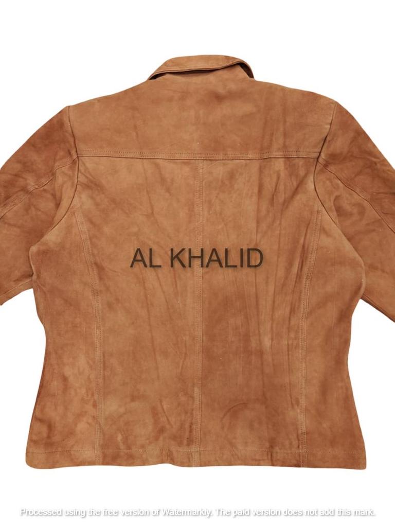 AL KHALID Nova camisa feita à mão de couro genuíno macio camurça marrom para mulheres casual