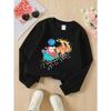 European sizes Santa Claus Reindeer Sleigh Christmas Stars Globe Girls' Crew Neck Sweatshirt, Autumn Winter Western Top.