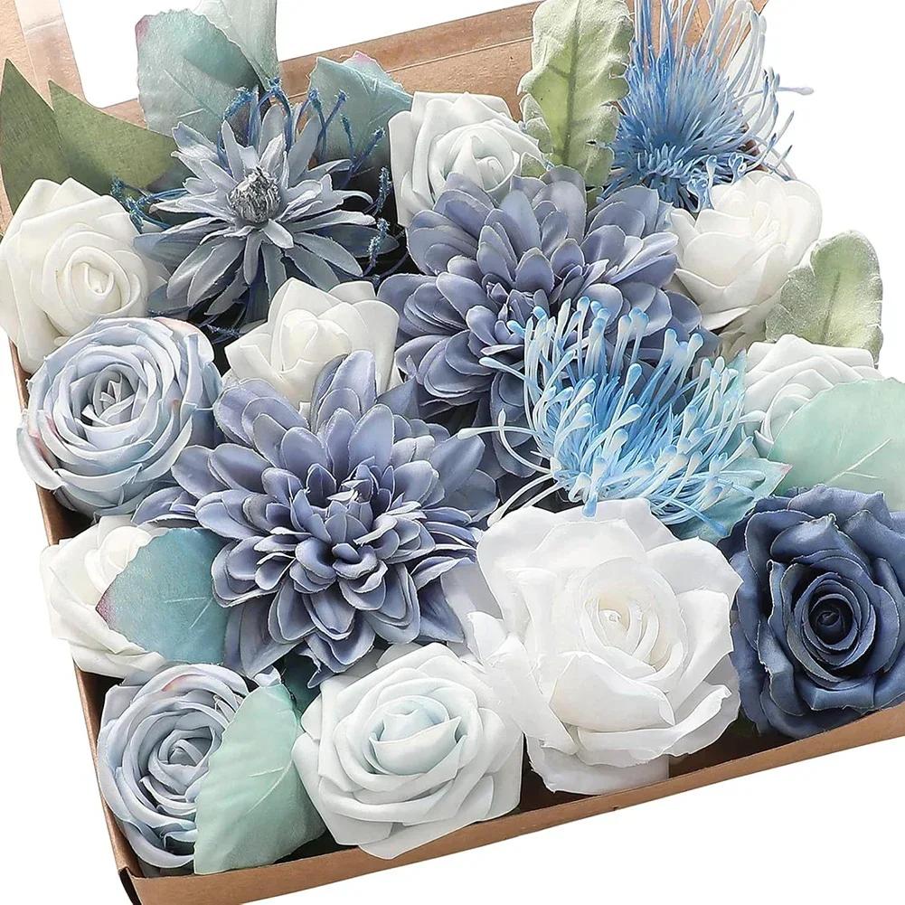 

Artificial Rose Flower Mix Table Centerpiece Dahlia Roses As Show Artificial Flowers DIY Bridal Bouquet Elegant Home Decor