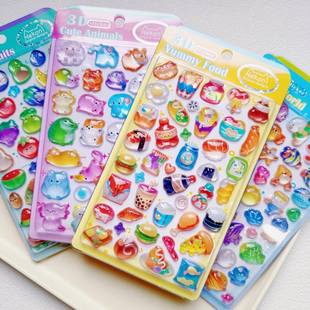 Nekoni 3D Relief Cartoon Food Fruits Stickers Set For Scrapbooking Diy Journal Cute Stationery Decals