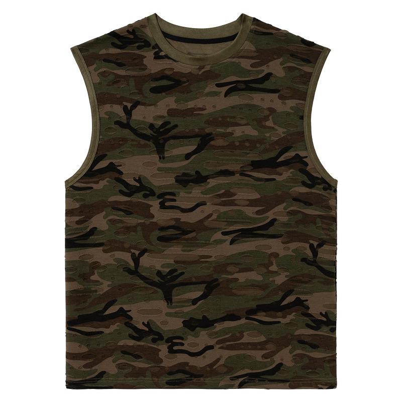 Clothing life, summer American wasteland wind hole camouflage vest men's and women's loose sleeveless T-shirt couple tide