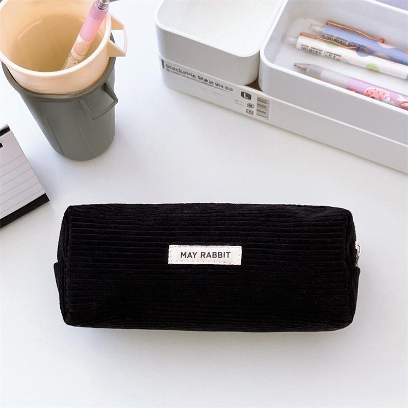Cute Corduroy Makeup Bags Pencil Case Solid Color Pen Bag Pouch Gift for Girls School Office Stationery Organizer Supplies