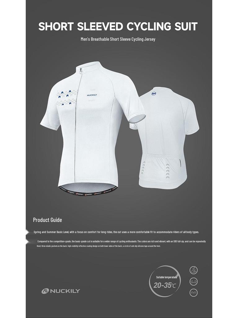NUCKILY Set Completo da Ciclismo Estivo da Uomo con Salopette - Abbigliamento a Maniche Corte per Bici da Strada/Mountain Bike