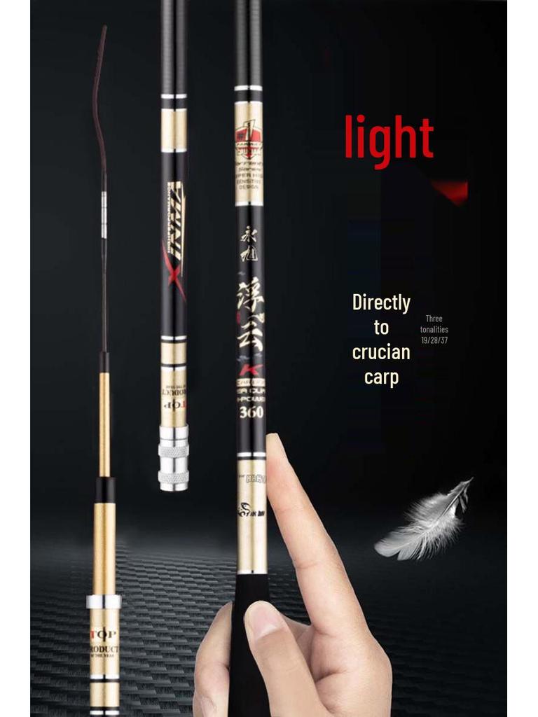 Ultra-Thin Carbon Fiber Crucian Carp Fishing Rod, 28/37/19-Tone, Super Hard, Long Section Taiwan Hand Rod