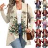 Women's Fall And Winter Fashion Casual Print Long Sleeve Mid-Length Cardigan Jacket