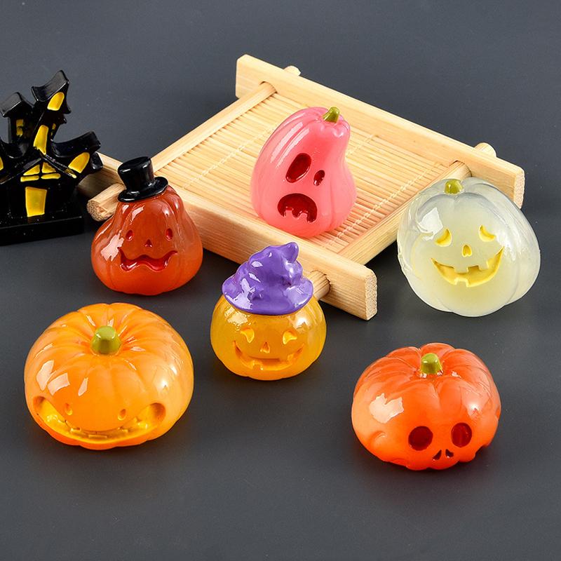 Non-Toxic Micro Landscape Luminous Pumpkin Resin Decorative Ornaments Diy Cream Glue Decoration Material Halloween Pumpkin Gift