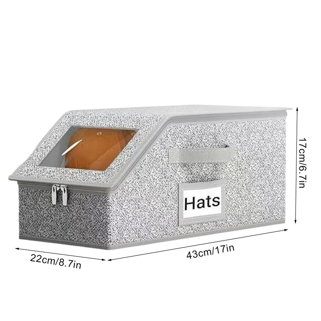 Stackable Hat Organizer Box Holds 24 Baseball Caps Space Saving Dustproof Caps Storage Container for Closet Shelf Organization