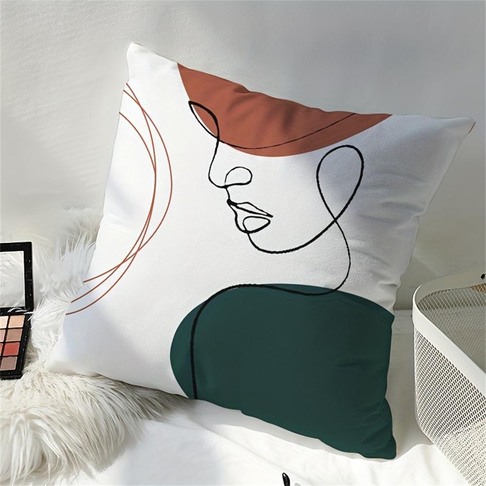 Abstract facial line pattern pillowcase, suitable for living room, bedroom, decoration (without pillow core)