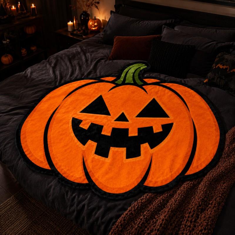 Halloween Pumpkin Shaped Flannel Blanket Cute Office Nap Throw All