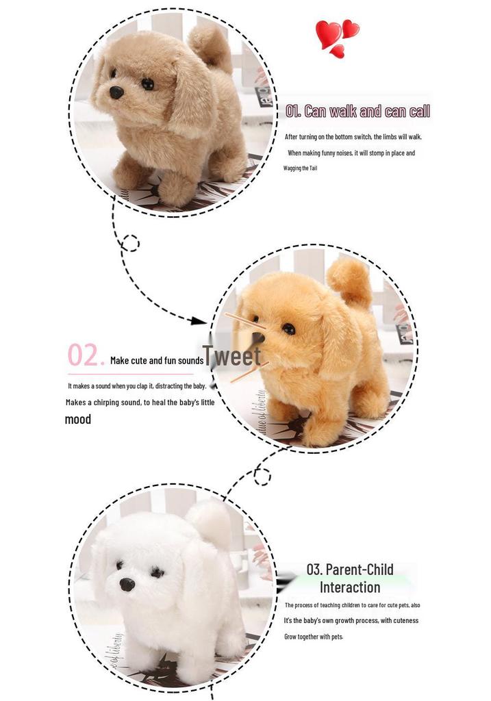 Electric Plush Teddy Puppy Toy: Walks, Barks, Wags Tail - Interactive Pet for Kids