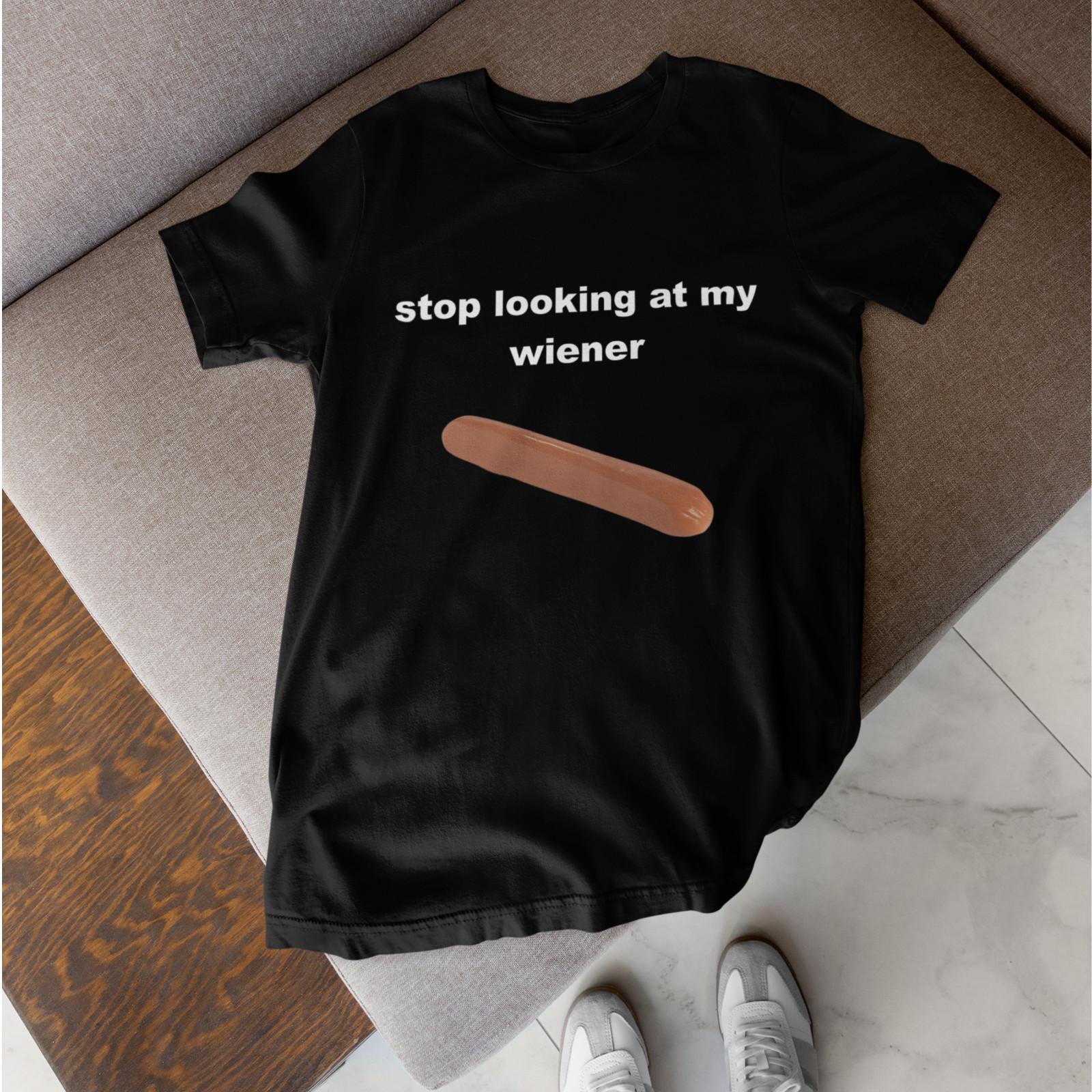 Funny Wiener Joke Shirt Adult Humor Sausage Graphic Tee Unisex Black L