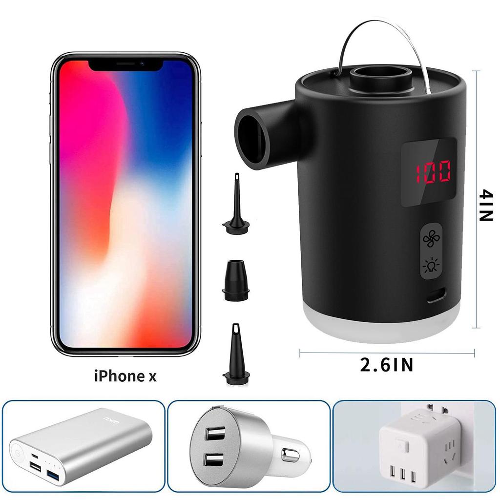 Przenośna elektryczna pompka do pompowania z oświetleniem do materacy powietrznych, kół do pływania i sof