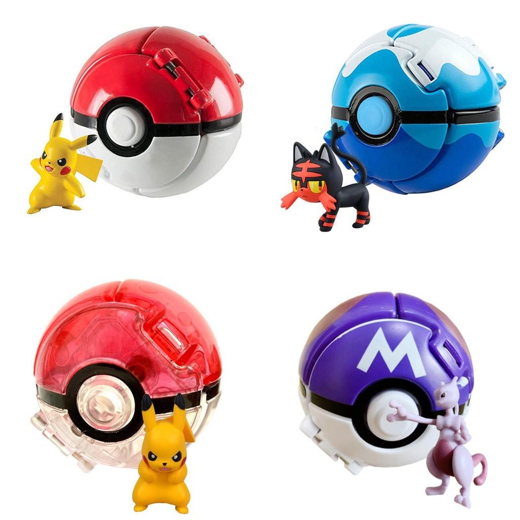Pokemon Poke Ball Elf Figure Model Toy Pikachu Charmander Litten Rockruff Game Anime Figure