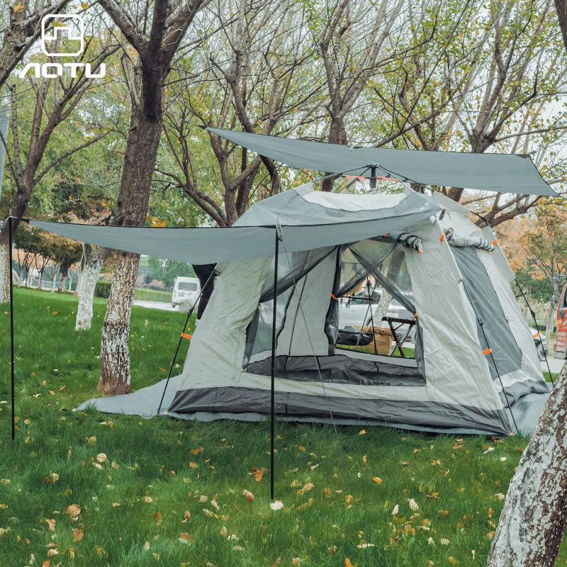 Waterproof Camping Tent Ground Mat with Sunshade & Four-Corner Webbing