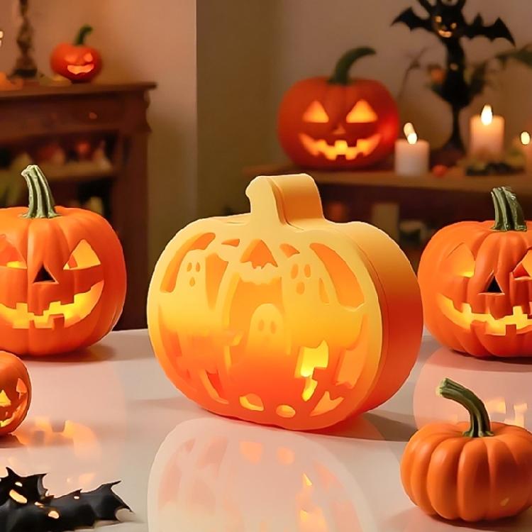Hollow Out Pumpkins Ghostly Silicone Molds DIY Halloween Craft Storage Box Decoration Resins Ornamentation for Adults