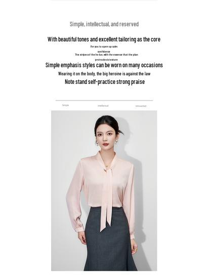 Elegant V-neck Pink Ribbon Long Sleeve Shirt - Autumn & Winter Collection