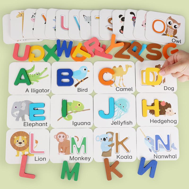 Educational Wooden Alphabet Puzzle Colorful Letters Matching For Kids Toy Learn