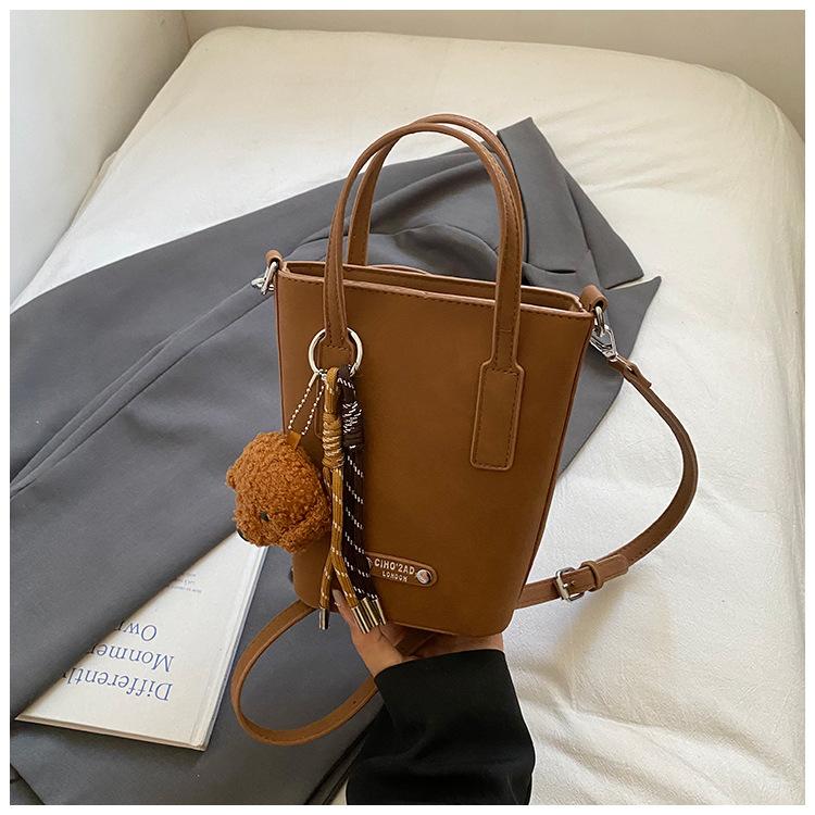 

High-end Appearance Level Fashionable Bag Retro Handbag Single-shoulder Crossbody Bucket Bag коричневий