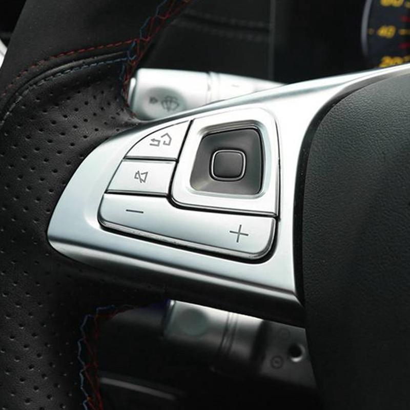 Superior-8Pcs Silver Car Steering Wheel Button Cover Trim For Mercedes E-Class W213 2016-2019 Car Interior Accessories Styling