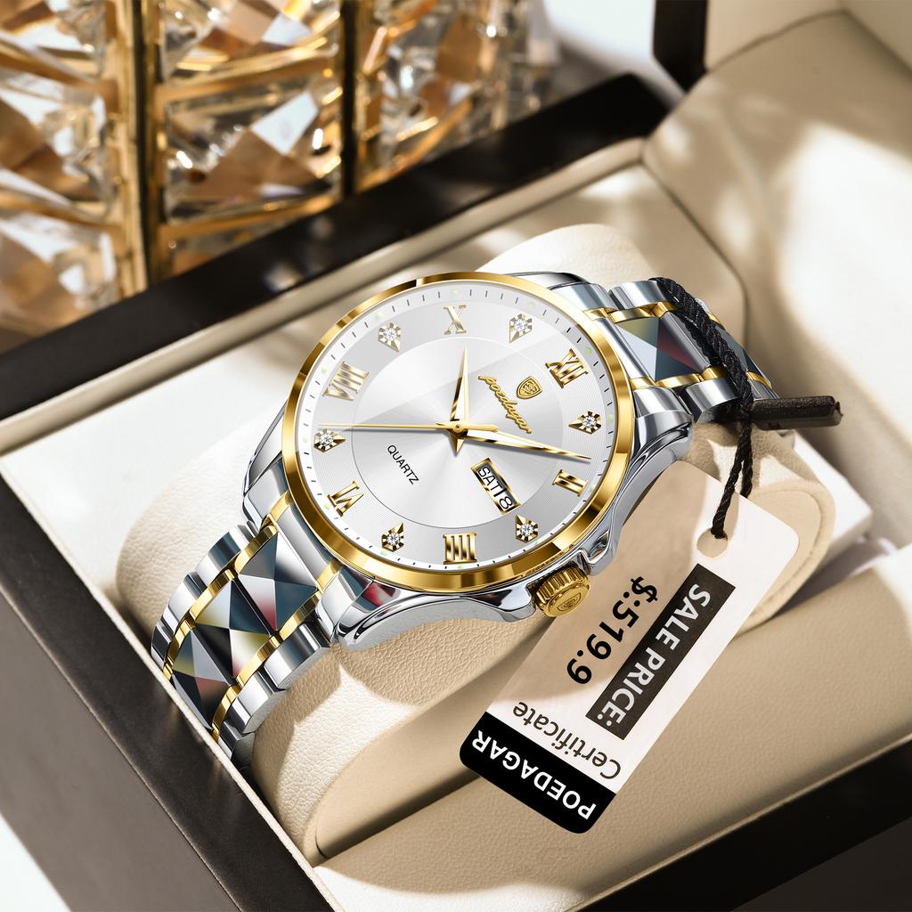 Casual Style Quartz Business Wrist Relojes 3ATM Water Resistant Stainless Steel Luminous Watch for Men