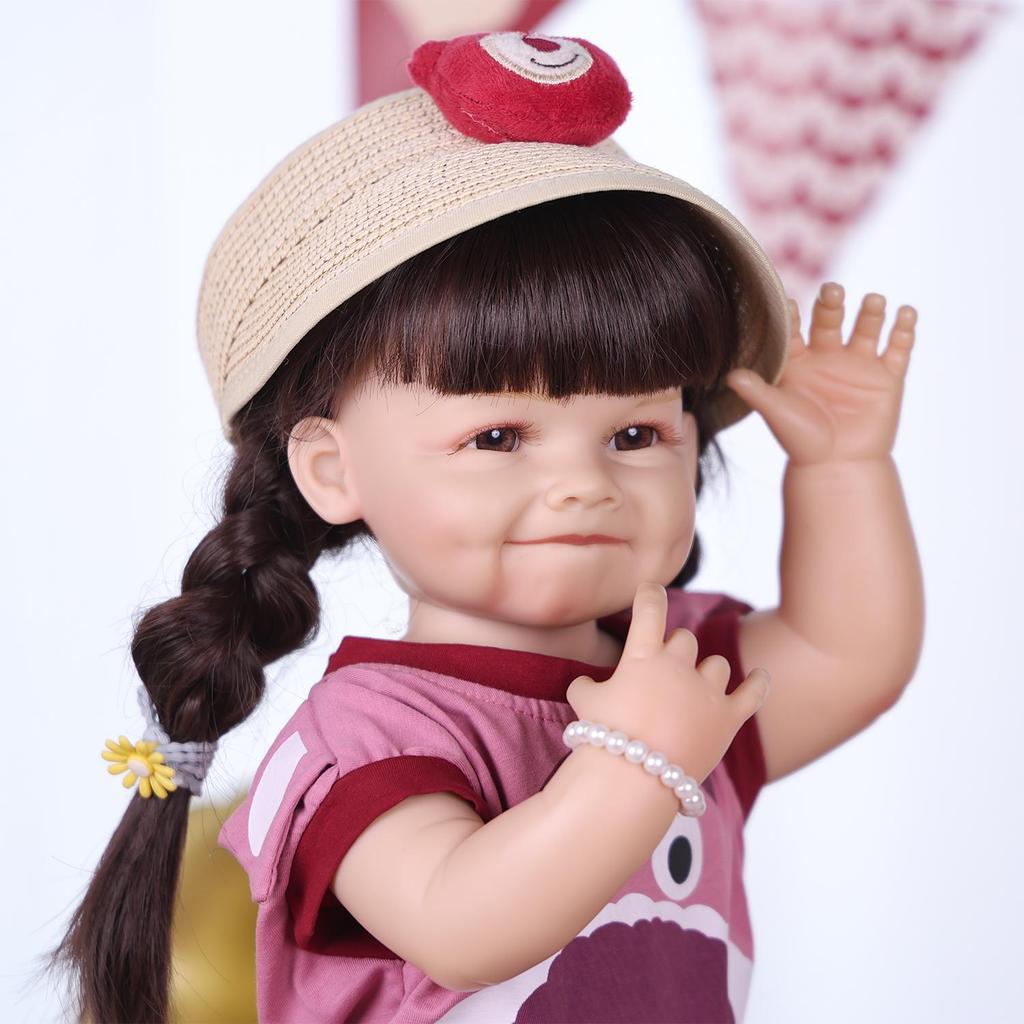 KEIUMI Smiling Reborn Baby Girl Dolls 55 Cm Full Silicone Vinyl Body Bathe Lifelike Princess Bebe Newborn Dolls Christmas Gifts