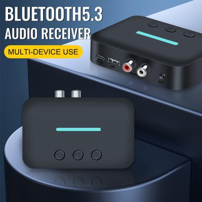 Bluetooth 5.3 Audio Receiver USB Wireless Adapter Stereo 3.5mm AUX/RCA Support U-Disk Playback For Desktop Speaker Amplifier Car