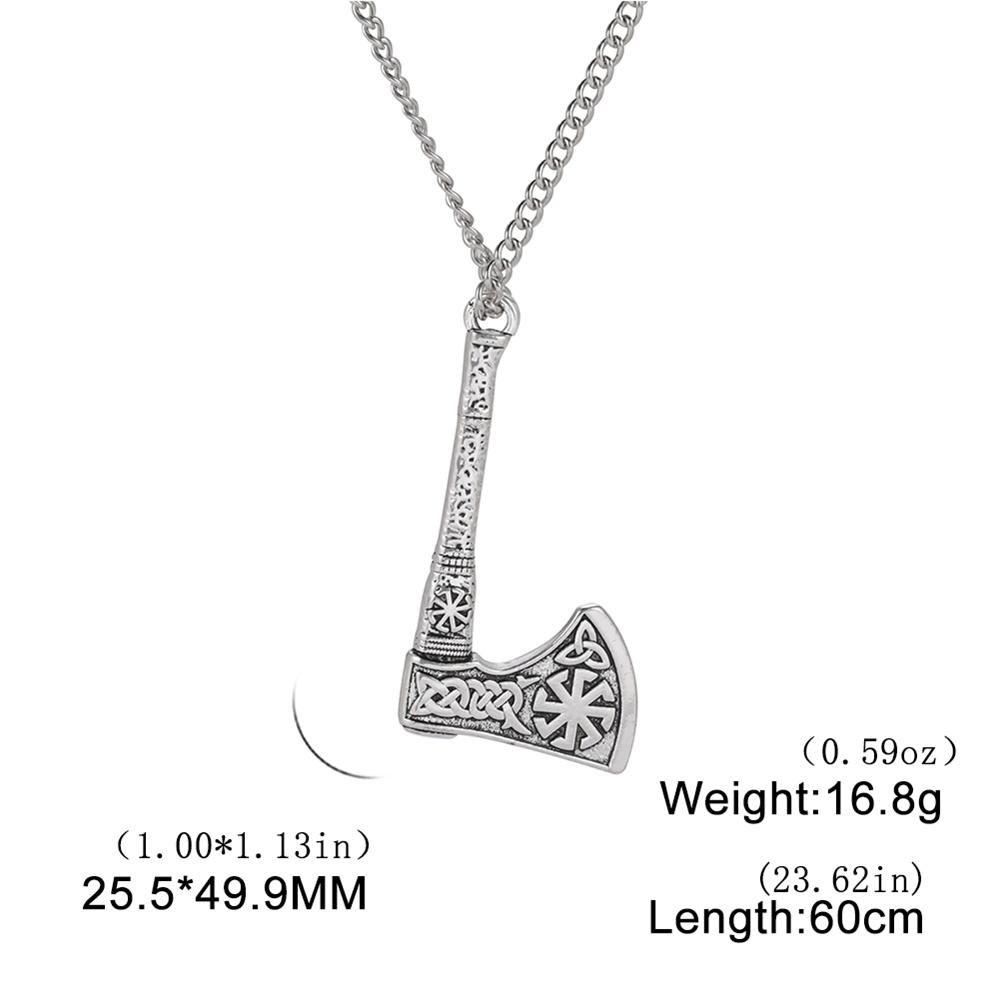 Viking Axe Necklace for Men Norse Runes Compass Pendant Vintage Amulet Jewelry Male Boy Gifts