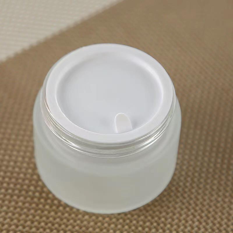 Bamboo Frosted Cream Jar with Solid Wood Lid, 5-100g Refillable Cosmetic Face Cream Bottle