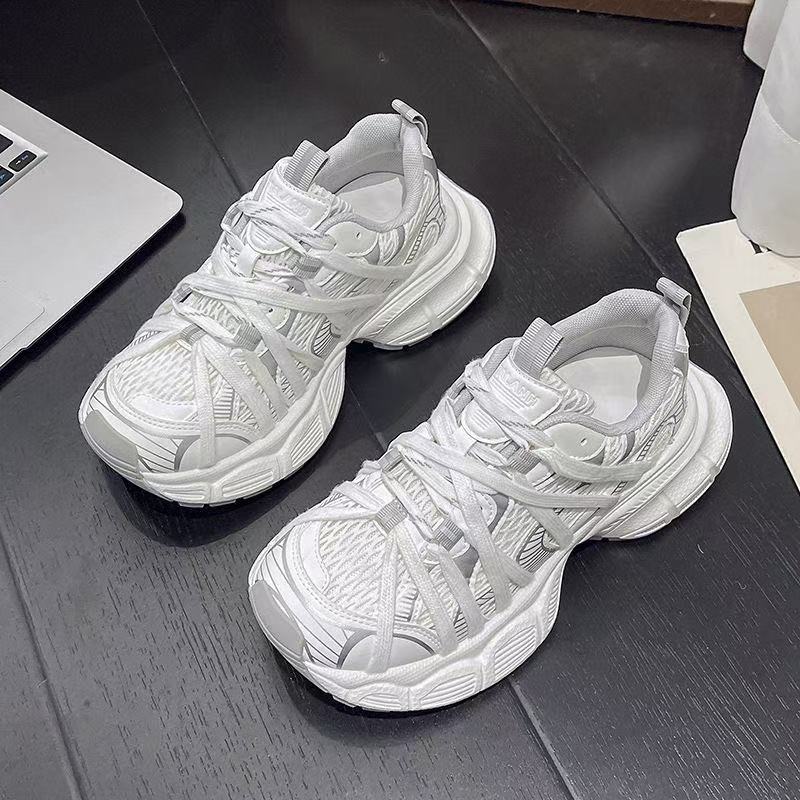 

Fashion Women Casual Sports Shoes 2025 Comfortable Breathable Non Slip Outdoor Running Shoe Thick Soled Lace Up Fashion Vulcanized Shoes 35 белый