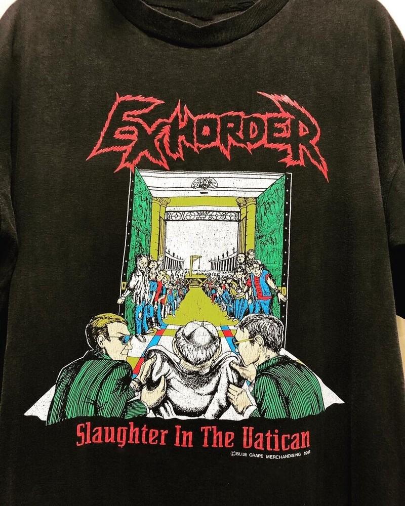 Футболка группы Exhorder Slaughter in the Vatican 1991 Унисекс Концертная S - 5XL SG252 Унисекс Футболка S