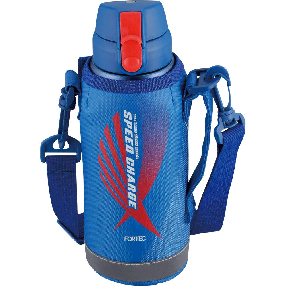 Wahei freiz Fortec Speed Sports Water Bottle with One-Touch Closure, 600ml, Blue, Vacuum Insulated, Direct Drinking, Keeps Cold, RH-1423