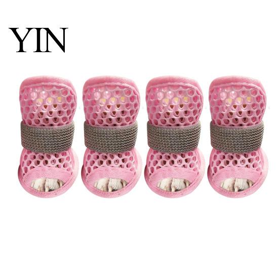 Water Resistant Dog Sneakers 4Pcs Shoes for Hot Pavement, Breathable Mesh Boots, Summer Pavement Paw Protectors with Non-slip Soles Small Medium Dogs