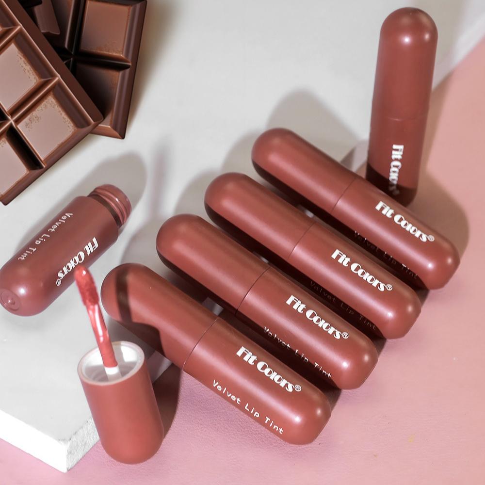 Fit Colors Chocolate Capsule Liquid Lipstick Matte Waterproof Long Lasting Nude Brown Velvet Lip Tint Non-Stick Cup Lip Gloss Makeup Cosmetics