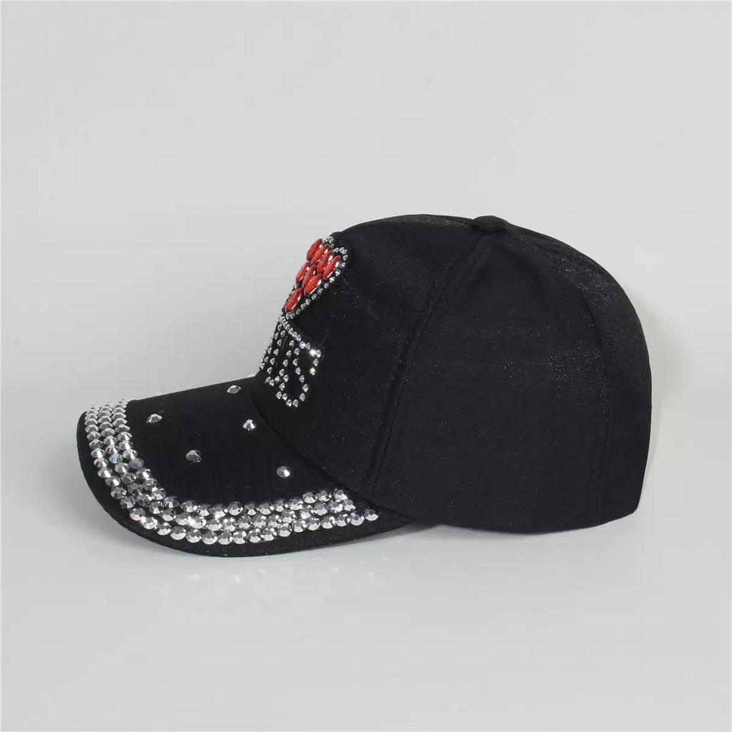 Colorful Glass Rhinestone Baseball Cap Women's Butterfly Sequin Sun Visor Peaked Cap