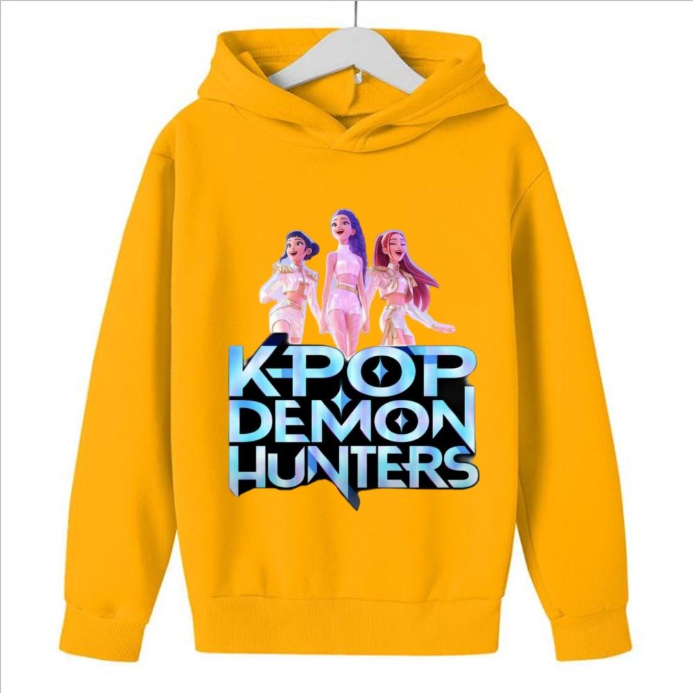 KPop Demon Girls Fashion Casual Sweatshirt Movie New Kids K-Pop Demon Hunters Hooded Tops Toddler Girl Clothes Hunters Hoodie