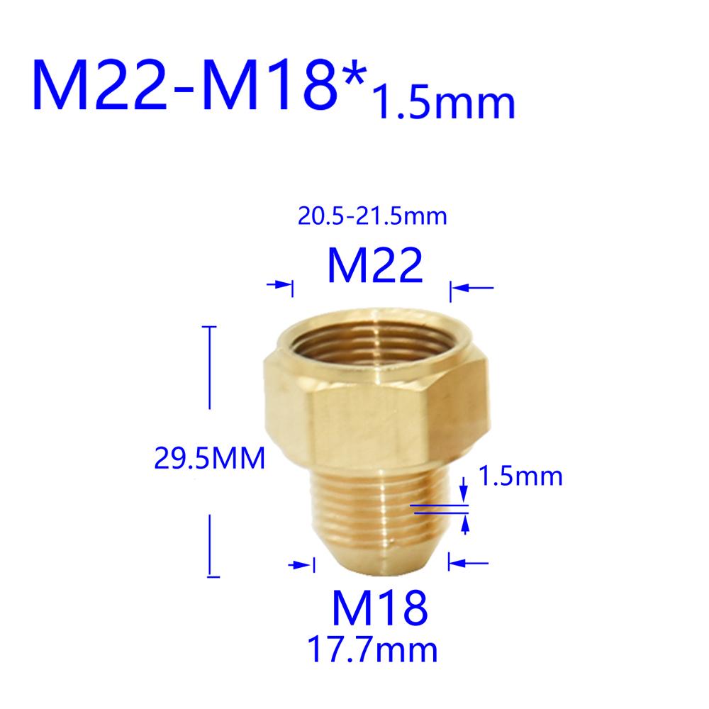 Messing 3/8" 1/2" M14 M18 M22 Gevindforbinder Han Hun Til Perlator Vandrenser Vandhane Kobberfittings Tandafstand 1,5 mm