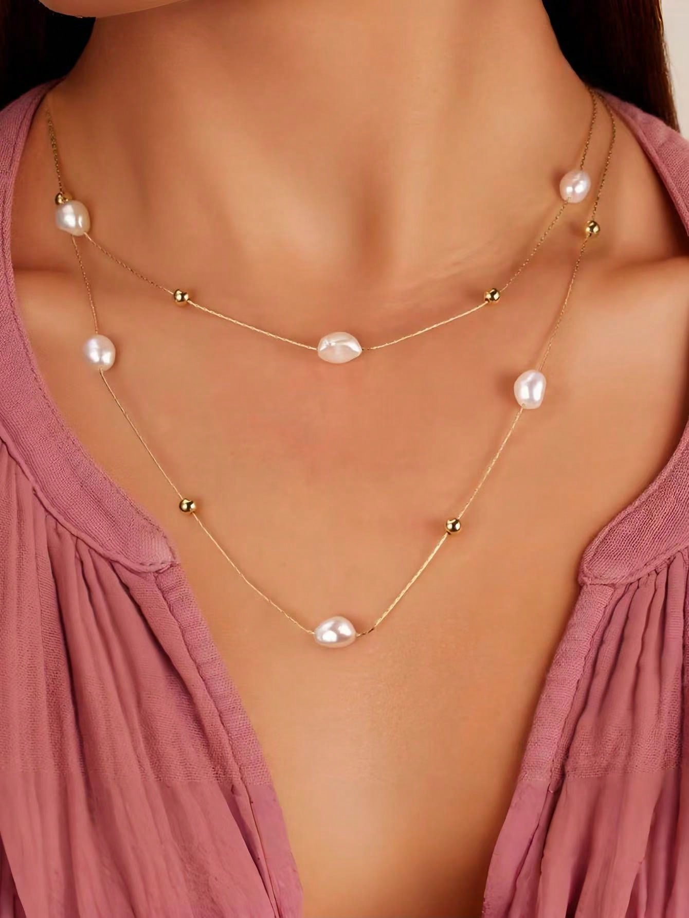 

1 шт. Ожерелье из нержавеющей стали с изящным искусственным цирконом в два слоя, женское модное ожерелье с подвеской