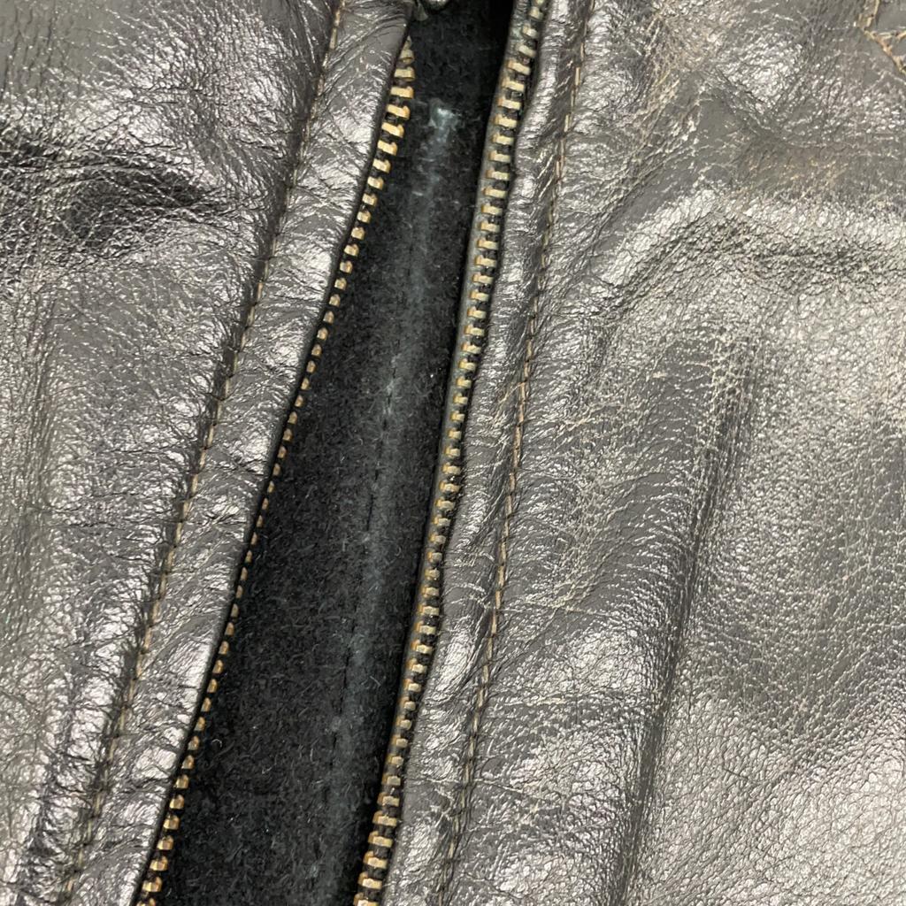 VINTAGE Vintage Leather Black TALON Zip Padded Jacket Jacket 36 blackUsed