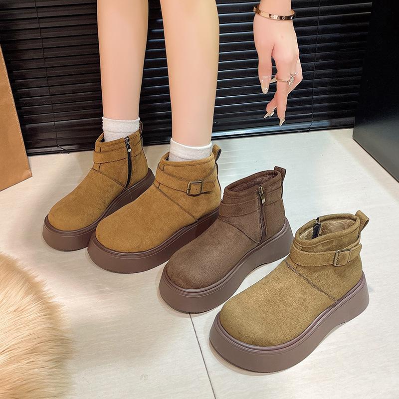 Damen weiche elastische Winter warme kalte gefütterte Schneestiefel dicker Boden rutschfest verschleißfest Outdoor Freizeit Sport Martin Baumwollstiefel