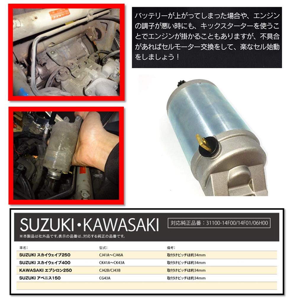 World Imp Motor SKYWAVE 250 400 Cell Motor Starter Motor for Suzuki SKYWAVE 250-CJ41A - CJ46A/400-CK41A - CK43A