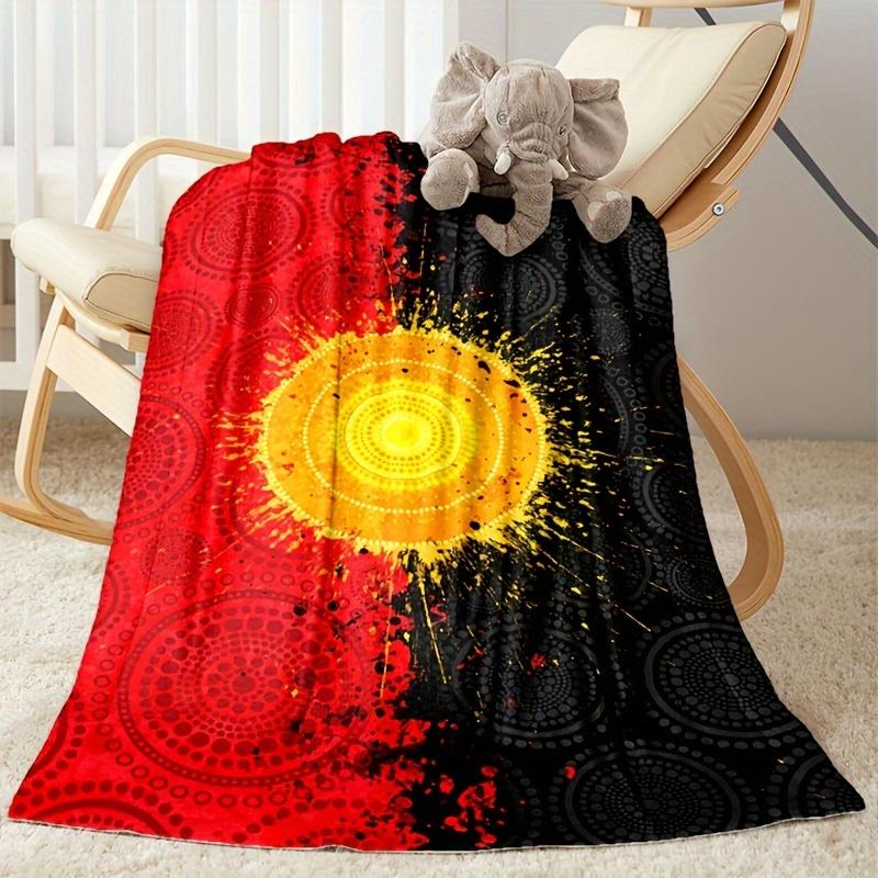 

Black and red sun pattern Flannel printed blanket suitable for all seasons suitable for living room office sofa and travel 75x100cm