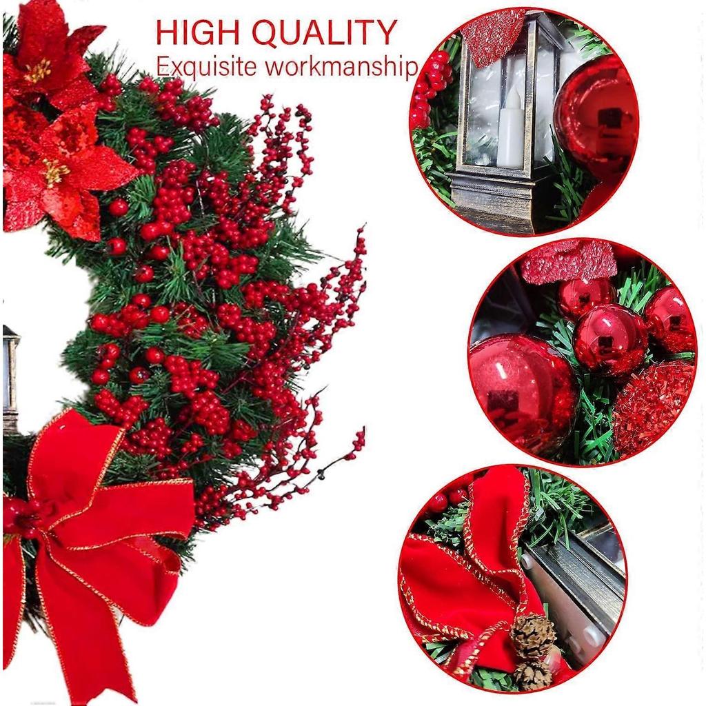 Christmas Wreath Wall Hanging Ornament Merry Christmas Front Door Decorative Wreath,Artificial Pine