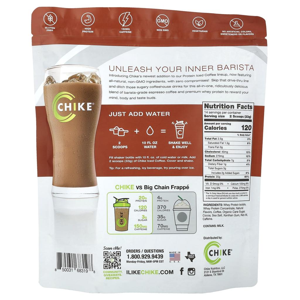 Chike Nutrition Protein-Eiskaffee, Café Mocha, 16,3 oz (462 g)