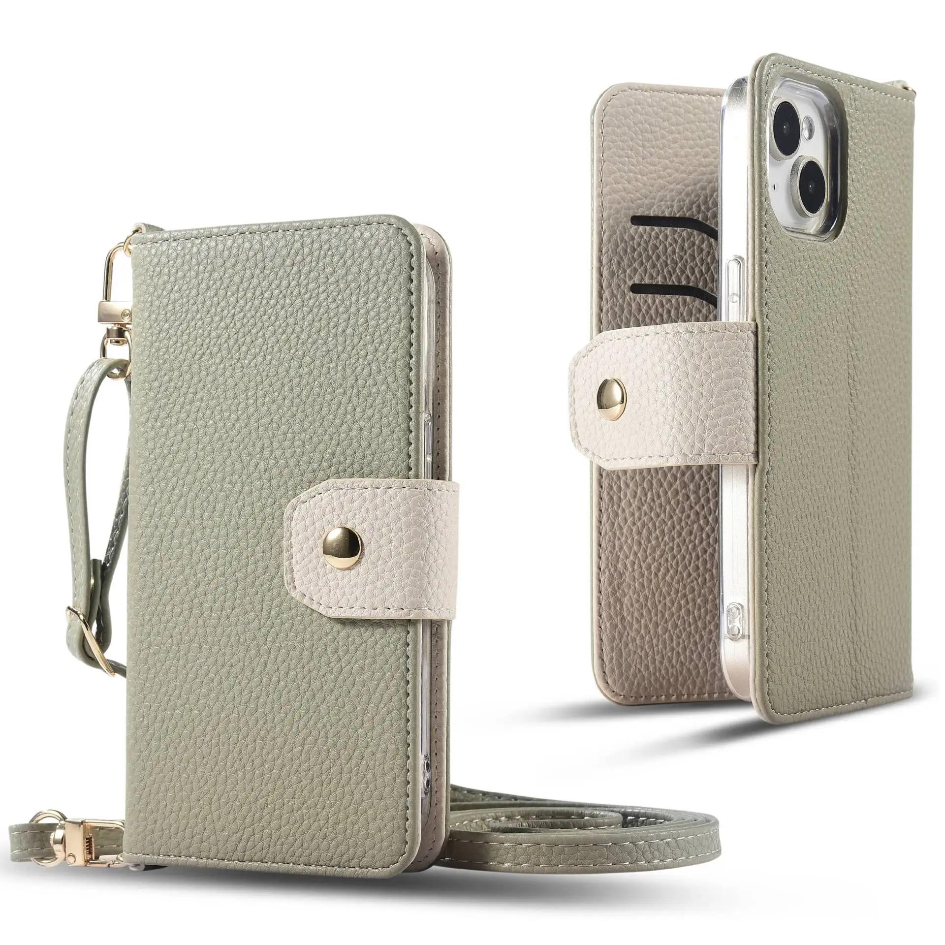 

Plug-in Card Slot Holder Leather Phone Case for Google Pixel 9 Pro XL 8 Pro 8A 7A 6A 6 7 Long Strap Multifunctional Wallet Cover Google9 зелёный