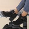 Large Size Leopard Print Martin Boots for Women's Autumn and Winter New Style Thick Heel Side Zipper High-top Short Boots for Women