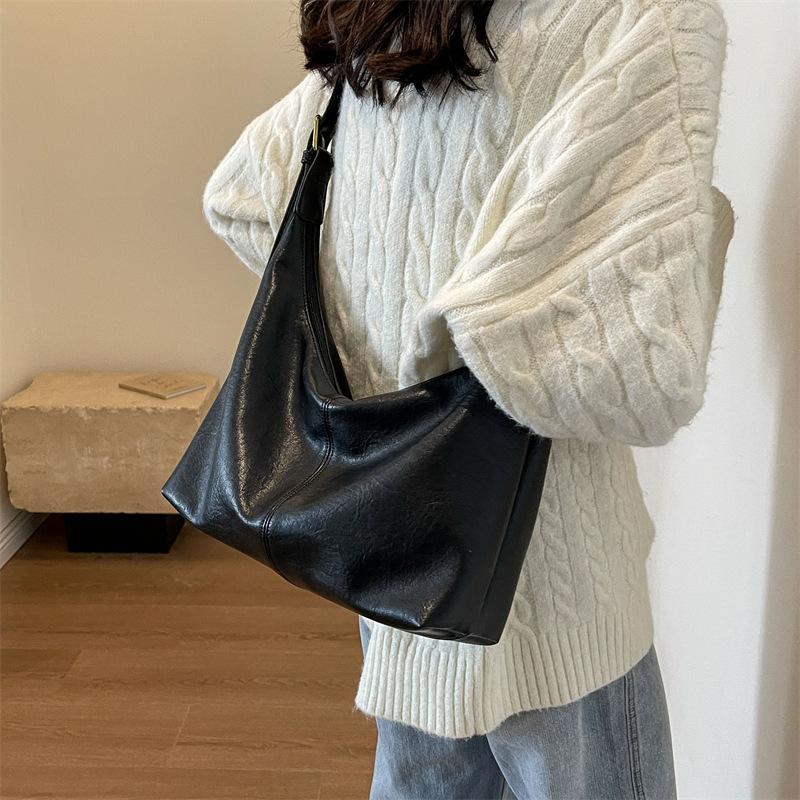 Luxusní velkokapacitní taška, módní crossbody taška, ležérní všestranná taška přes jedno rameno, jednoduchá taška do kbelíku