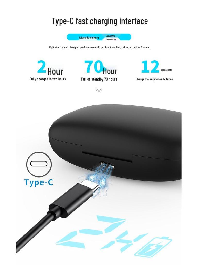 IPX5 Sports Ear-hook TWS Bluetooth 5.3 Earbuds with Digital Display Case
