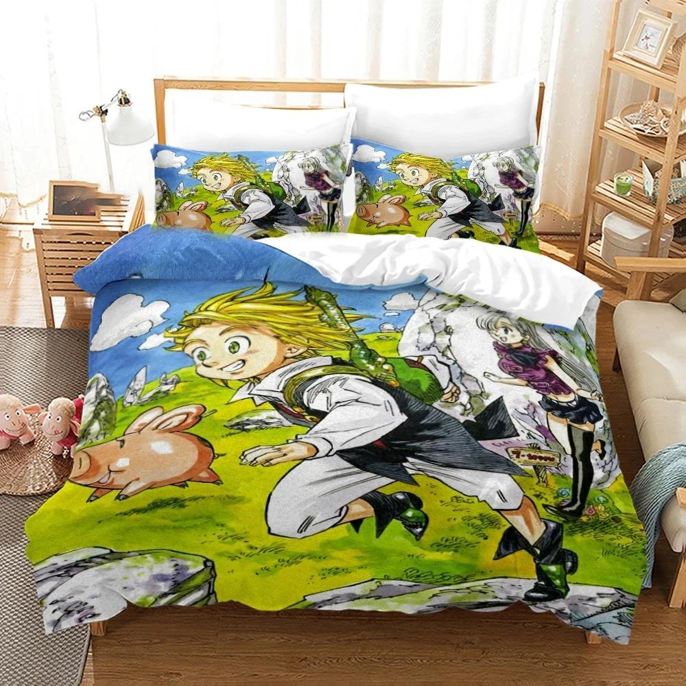 3D Printed Seven Deadly Sins Anime Meliodas Comfortable Duvet Quilt Cover Pillowcase Bedding Set Bedroom Decoration Home Textile